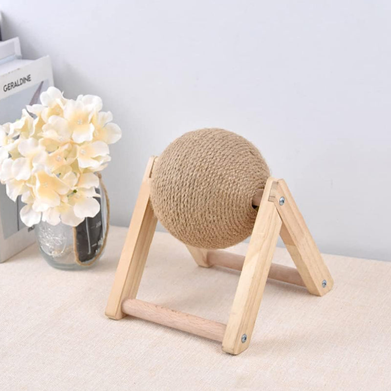 Cat Wooden Scratching Post Interactive Sisal Pet Scratching Ball_10