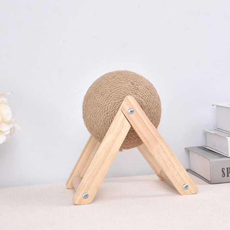 Cat Wooden Scratching Post Interactive Sisal Pet Scratching Ball_11